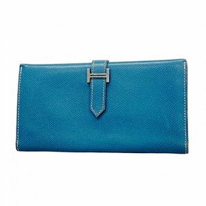 HERMES Blue Leather Wallet